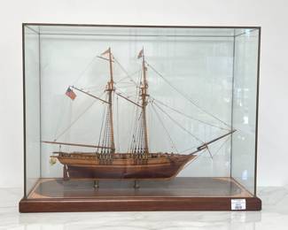 Lot 8013 Wooden Model Ship in Display Case