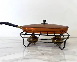 Lot 7998 Vintage Culinox Spring Copper Double Flambe Pan