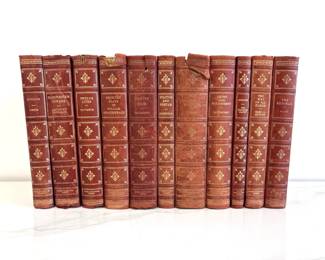 Lot 8002 Vintage Leather Spine Hardcover Books for Shelf Styling