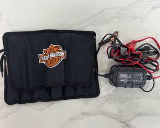 Lot 8025 NOCO Genius 5 Battery Charger Harley Davidson Branded Tool Pouch w Tools