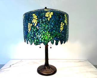 Lot 8042 Large Tiffany Style Stained Glass Table Lamp