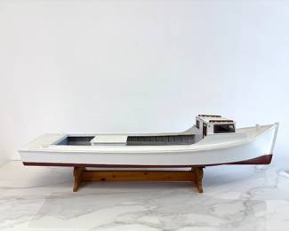 Lot 8015 John M. Watkins Signed Model Work Boat Folk Art