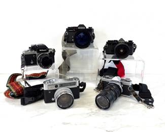 Lot 7912 Vintage Film Cameras Olympus Nikon Konica Yashika