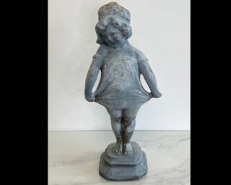 Lot 8149 Vintage Bashful Girl Concrete Garden Statue