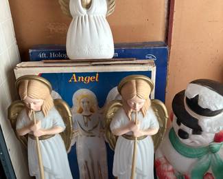 Angel and snowman blow mold