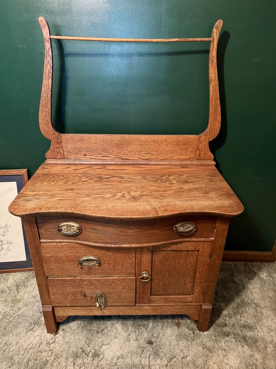 Antique wash stand with towel bar- late 1800s
