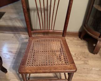 Set of 3 Antique oak “cane” chairs