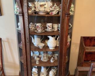 Beautiful bow front curved glass curio