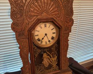 Antique Sessions Pressed Oak Parlor Kitchen Mantle clock