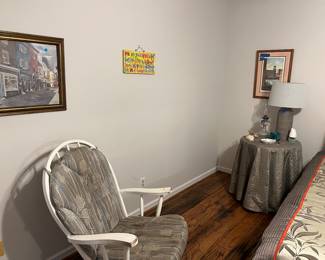 Glider, antique table