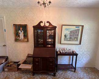 Beautiful secretary, original Tom Connor painting, frames only $1!