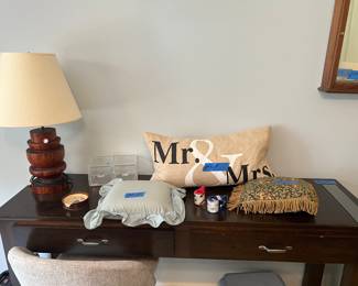 Antique lamp, office chair, long office table 