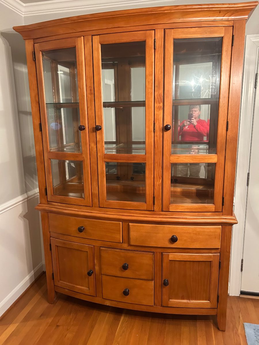 Elegant china cabinet.  Bow front with beveled glass.
