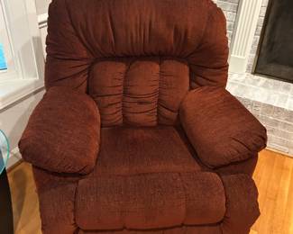 Plush burgundy recliner.