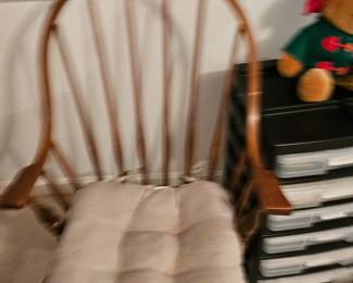 Wooden Chair With Round Back and Tan Chair Pad