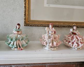 Old Time Ladies With Ruffle Dresses, German