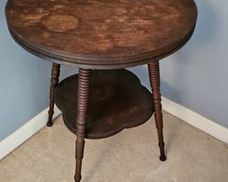 Two-Tiered Wooden Spindle Side Table