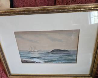 Framed Art Work, Sailboat, Seascape, Les Gourley