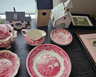 Vintage Homer Laughlin Currier & Ives Home Sweet Home Plates and Bowls