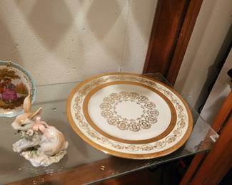 Plate with Gold, Bunny Figurine