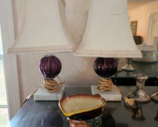 Tabletop Glass Lamps, Silver Candlestick Holder