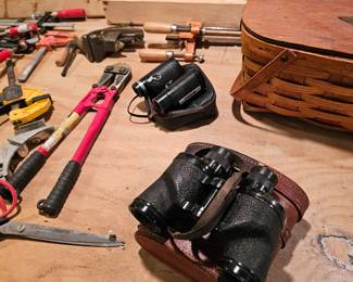 Picnic Basket, Binoculars, Assorted tools, Bolt Cutter