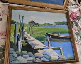 Framed Marshland Painting
