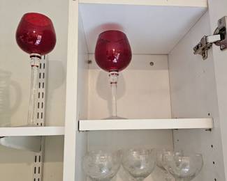 Ruby Red Wine Goblet, Crystal Wine Goblets