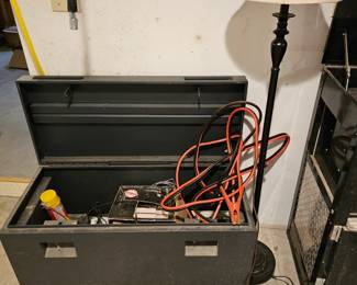 Floor Lamp with Neutral Shade, Tool Box Filled with Goodies