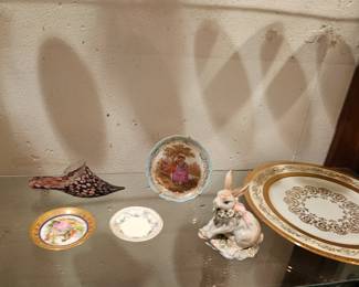 Bunny Figurine, Plate with Gold, Shoe Figurine