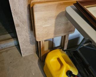 Yellow Gas Can, Wood folding Tables