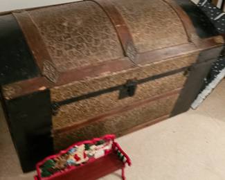 Trunk With Strap, Small Toy Christmas Bench