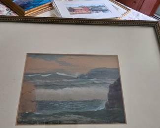 Framed Ocean Scene Paiting