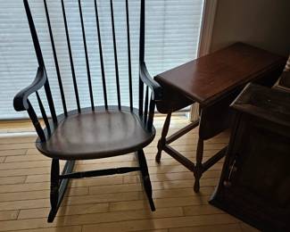 Drop-Leaf Side Table, Windsor Style Rocking Chair