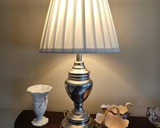 Table Lamp, Porcelain Vase, Porcelain Basket, Creamer