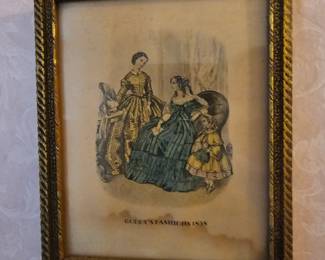 Framed Godey's Fashions Plate 1858