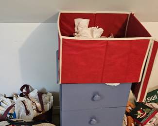 Assorted Christmas Ornaments, Small Chest with Draw,
