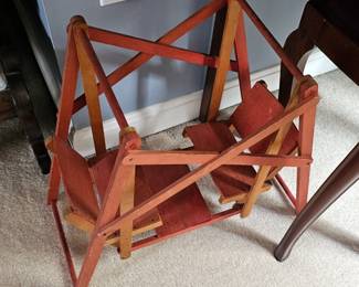 Vintage Wooden Double Glider Swing for Dolls