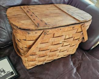 Vintage Woven Picnic Basket