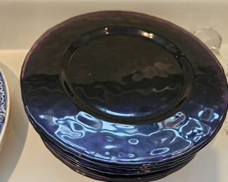 Dark Blue Iridescent Dinner Plates