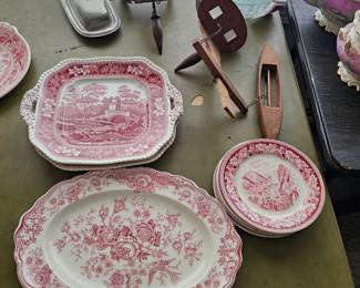 Vintage Crown Ducal Serving Bowl, Plates, Vintage Stereoscope, Silver Butter Dish, Glass Bowls