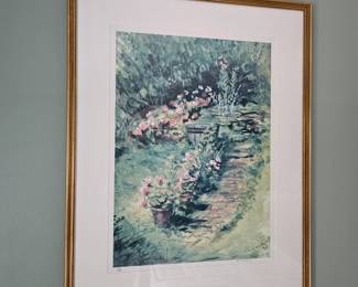 Signed Framed Painting of a Garden Scene