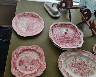 Vintage Crown Ducal Serving Bowl, Plates, Vintage Stereoscope, Silver Butter Dish, Glass Bowls