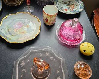 Porcelain Dish, Depression Glass Serving Tray, Pink Depression-era Butter Dish