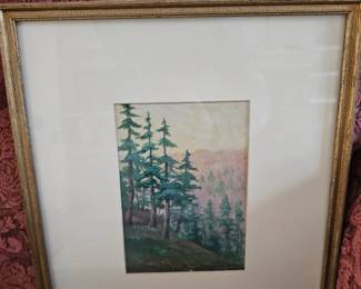 Framed Art Work, Forest Landscape