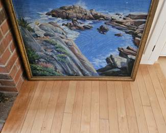 Large Framed Picture Seascape Painting Signed