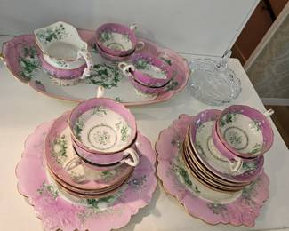 Vintage Pink Floral Tea Set, Fine China