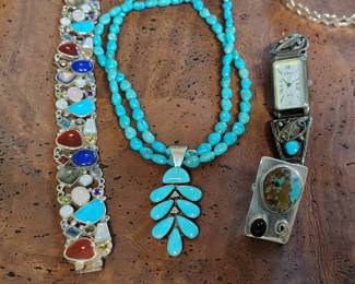 Native american and Jay King jewelry. Sterling silver and turquoise.