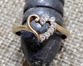 14kt and diamond heart ring.