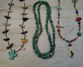 Cut gemstone and turquoise necklaces 